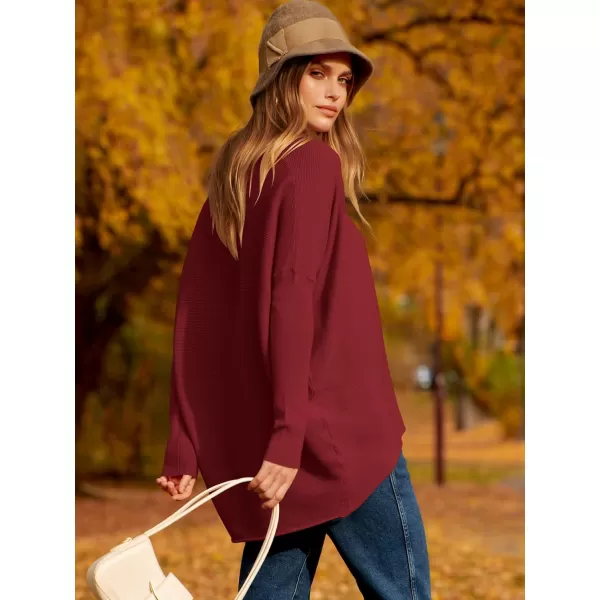 Caracilia Women's Oversized Sweater Boat Neck Long Batwing Sleeve Off Shoulder Knit Pullover Top 2023 Fall Trendy Tunic
