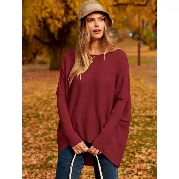 Caracilia Women's Oversized Sweater Boat Neck Long Batwing Sleeve Off Shoulder Knit Pullover Top 2023 Fall Trendy Tunic