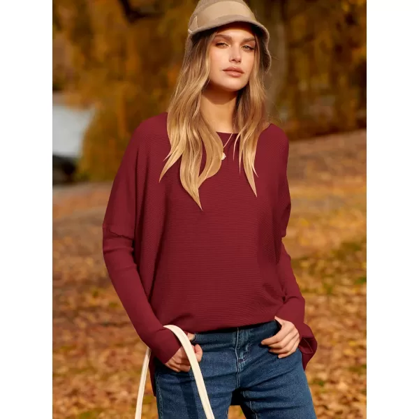 Caracilia Women's Oversized Sweater Boat Neck Long Batwing Sleeve Off Shoulder Knit Pullover Top 2023 Fall Trendy Tunic