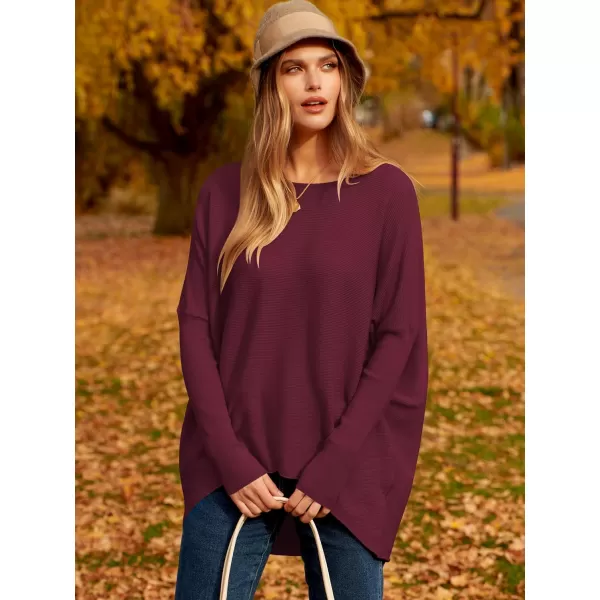Caracilia Women's Oversized Sweater Boat Neck Long Batwing Sleeve Off Shoulder Knit Pullover Top 2023 Fall Trendy Tunic