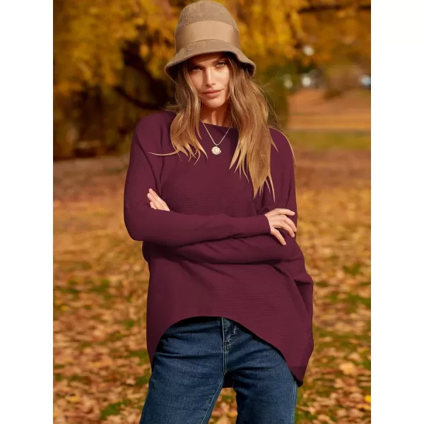 Caracilia Women's Oversized Sweater Boat Neck Long Batwing Sleeve Off Shoulder Knit Pullover Top 2023 Fall Trendy Tunic