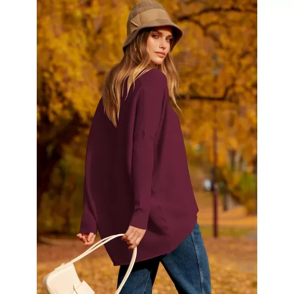 Caracilia Women's Oversized Sweater Boat Neck Long Batwing Sleeve Off Shoulder Knit Pullover Top 2023 Fall Trendy Tunic