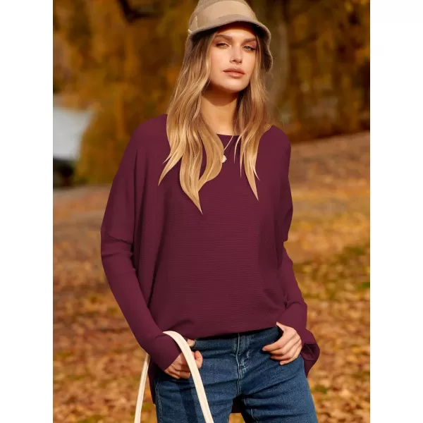 Caracilia Women's Oversized Sweater Boat Neck Long Batwing Sleeve Off Shoulder Knit Pullover Top 2023 Fall Trendy Tunic