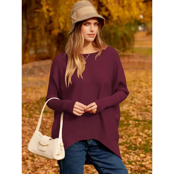Caracilia Women's Oversized Sweater Boat Neck Long Batwing Sleeve Off Shoulder Knit Pullover Top 2023 Fall Trendy Tunic