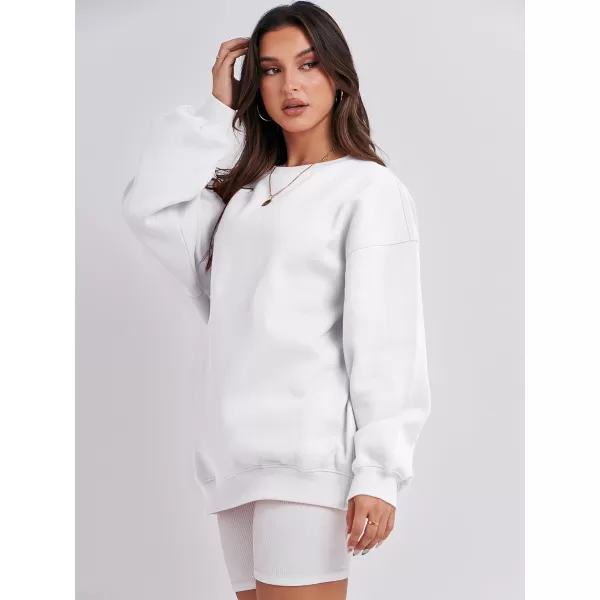 Caracilia Womens Oversized Sweatshirt Crewneck Loose fit Long Sleeve Fleece Pullover 2023 Fall Casual Clothes Hoodie Top
