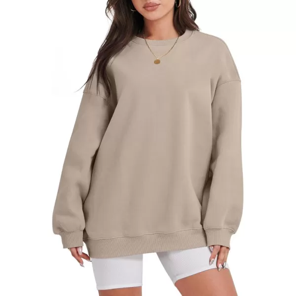 Caracilia Womens Oversized Sweatshirt Crewneck Loose fit Long Sleeve Fleece Pullover 2023 Fall Casual Clothes Hoodie Top
