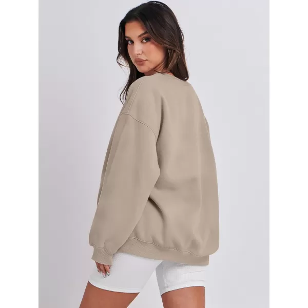 Caracilia Womens Oversized Sweatshirt Crewneck Loose fit Long Sleeve Fleece Pullover 2023 Fall Casual Clothes Hoodie Top