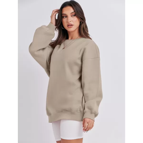 Caracilia Womens Oversized Sweatshirt Crewneck Loose fit Long Sleeve Fleece Pullover 2023 Fall Casual Clothes Hoodie Top