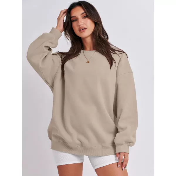 Caracilia Womens Oversized Sweatshirt Crewneck Loose fit Long Sleeve Fleece Pullover 2023 Fall Casual Clothes Hoodie Top