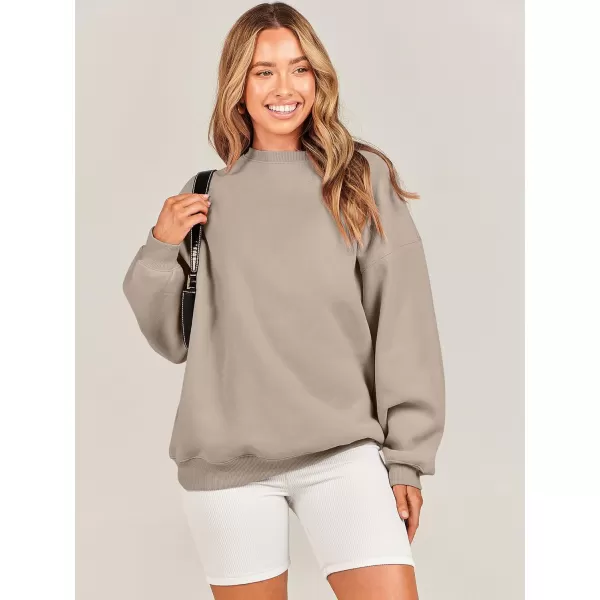 Caracilia Womens Oversized Sweatshirt Crewneck Loose fit Long Sleeve Fleece Pullover 2023 Fall Casual Clothes Hoodie Top