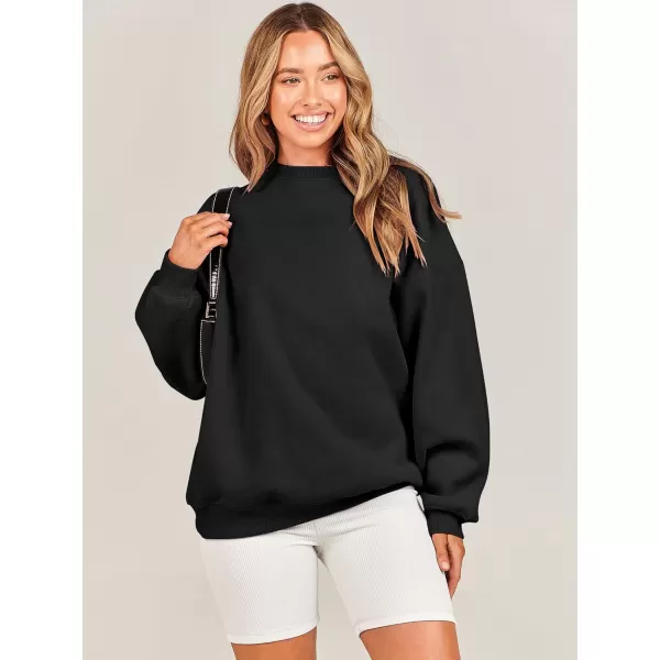 Caracilia Womens Oversized Sweatshirt Crewneck Loose fit Long Sleeve Fleece Pullover 2023 Fall Casual Clothes Hoodie Top