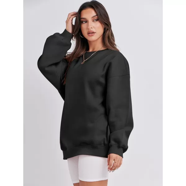 Caracilia Womens Oversized Sweatshirt Crewneck Loose fit Long Sleeve Fleece Pullover 2023 Fall Casual Clothes Hoodie Top