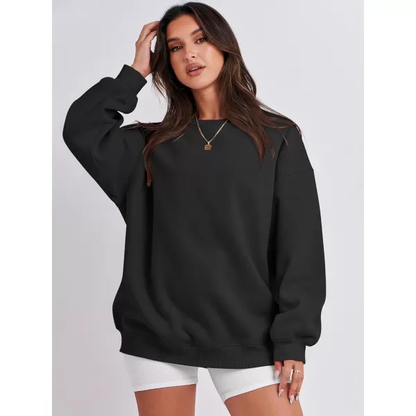 Caracilia Womens Oversized Sweatshirt Crewneck Loose fit Long Sleeve Fleece Pullover 2023 Fall Casual Clothes Hoodie Top
