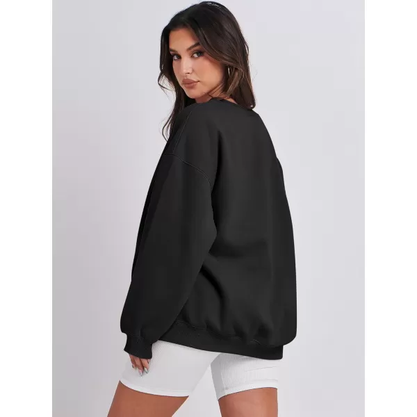 Caracilia Womens Oversized Sweatshirt Crewneck Loose fit Long Sleeve Fleece Pullover 2023 Fall Casual Clothes Hoodie Top
