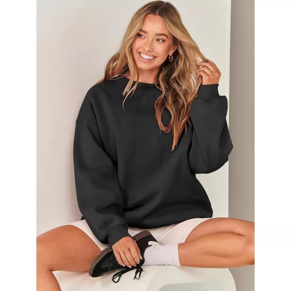 Caracilia Womens Oversized Sweatshirt Crewneck Loose fit Long Sleeve Fleece Pullover 2023 Fall Casual Clothes Hoodie Top