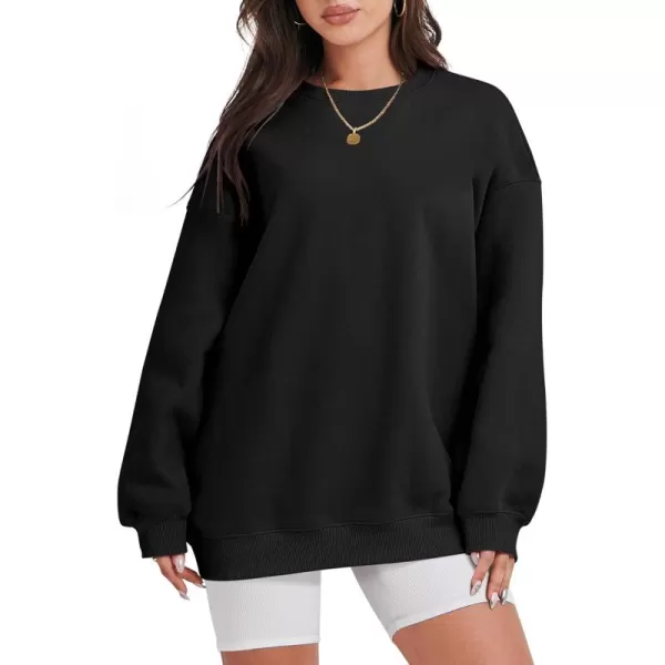 Caracilia Womens Oversized Sweatshirt Crewneck Loose fit Long Sleeve Fleece Pullover 2023 Fall Casual Clothes Hoodie Top
