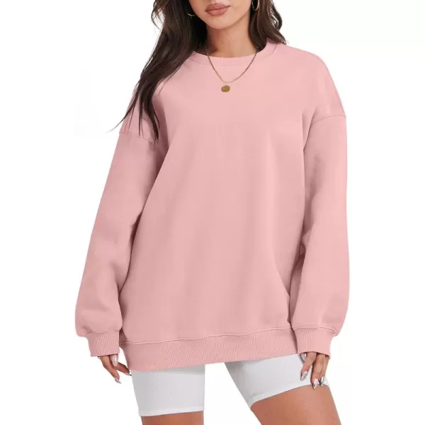 Caracilia Womens Oversized Sweatshirt Crewneck Loose fit Long Sleeve Fleece Pullover 2023 Fall Casual Clothes Hoodie Top