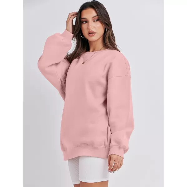 Caracilia Womens Oversized Sweatshirt Crewneck Loose fit Long Sleeve Fleece Pullover 2023 Fall Casual Clothes Hoodie Top
