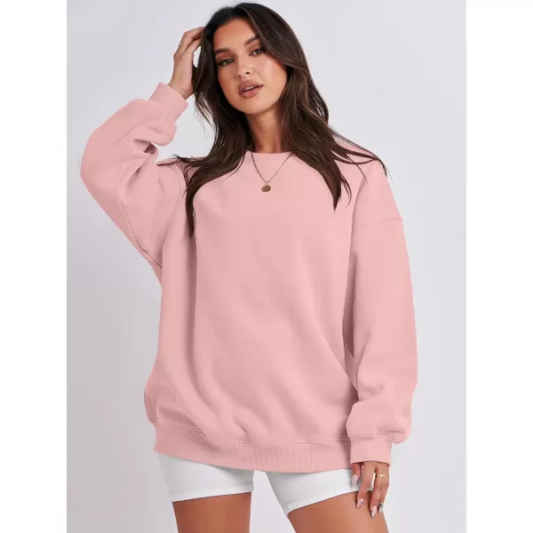 Caracilia Womens Oversized Sweatshirt Crewneck Loose fit Long Sleeve Fleece Pullover 2023 Fall Casual Clothes Hoodie Top