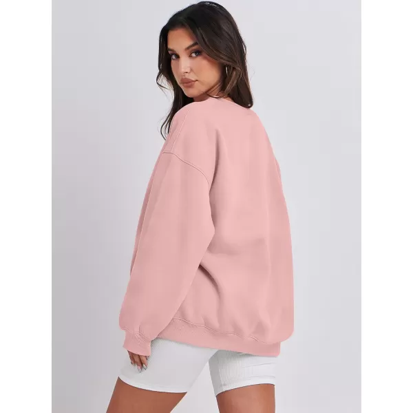 Caracilia Womens Oversized Sweatshirt Crewneck Loose fit Long Sleeve Fleece Pullover 2023 Fall Casual Clothes Hoodie Top