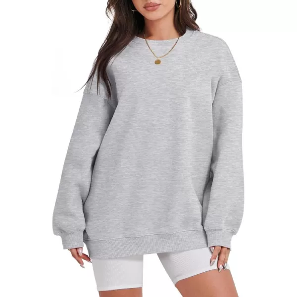 Caracilia Womens Oversized Sweatshirt Crewneck Loose fit Long Sleeve Fleece Pullover 2023 Fall Casual Clothes Hoodie Top