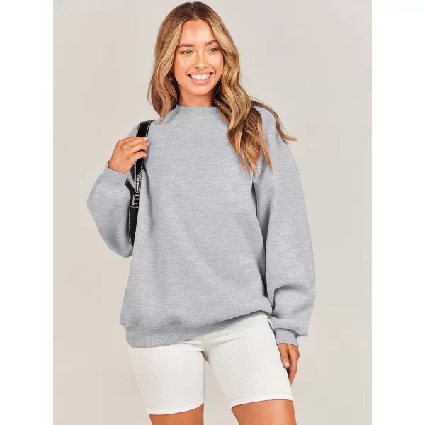 Caracilia Womens Oversized Sweatshirt Crewneck Loose fit Long Sleeve Fleece Pullover 2023 Fall Casual Clothes Hoodie Top