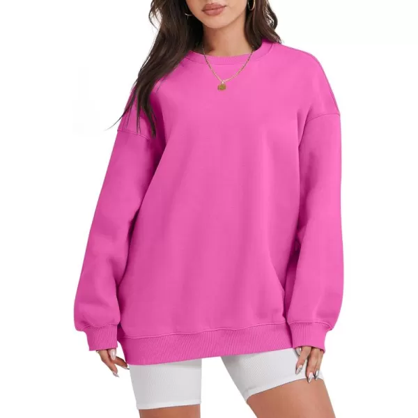 Caracilia Womens Oversized Sweatshirt Crewneck Loose fit Long Sleeve Fleece Pullover 2023 Fall Casual Clothes Hoodie Top