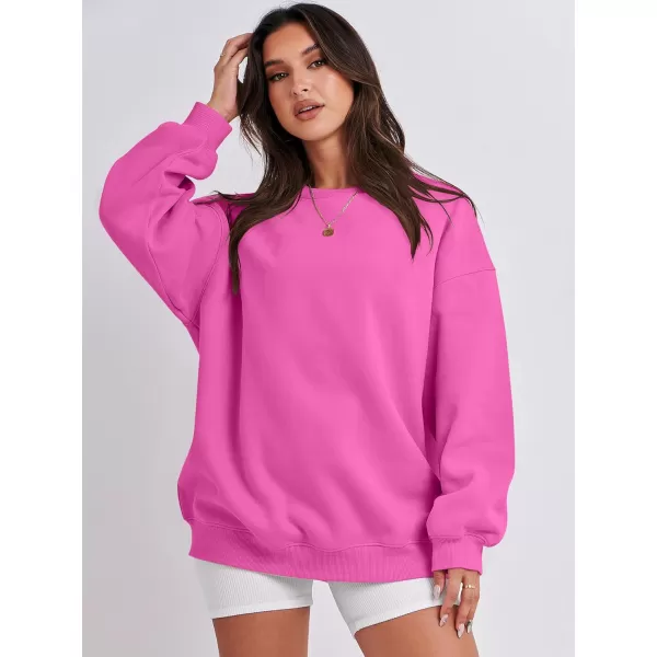 Caracilia Womens Oversized Sweatshirt Crewneck Loose fit Long Sleeve Fleece Pullover 2023 Fall Casual Clothes Hoodie Top