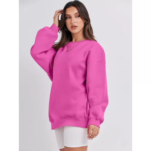 Caracilia Womens Oversized Sweatshirt Crewneck Loose fit Long Sleeve Fleece Pullover 2023 Fall Casual Clothes Hoodie Top