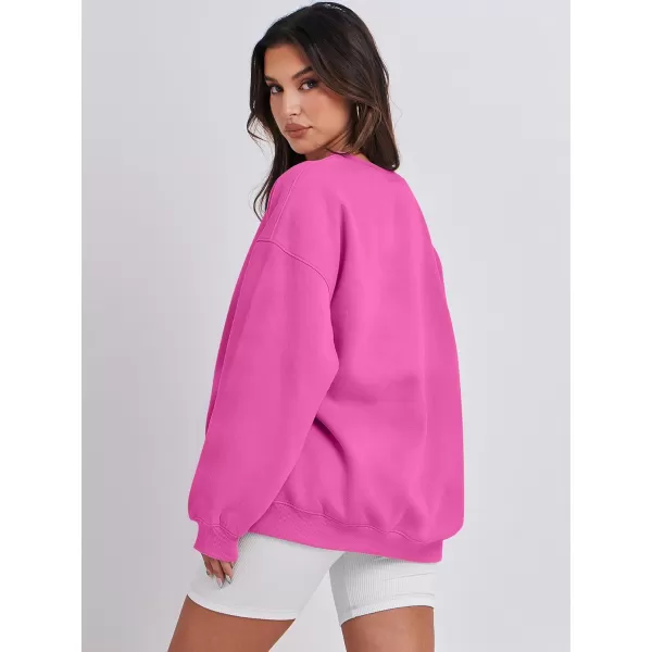 Caracilia Womens Oversized Sweatshirt Crewneck Loose fit Long Sleeve Fleece Pullover 2023 Fall Casual Clothes Hoodie Top