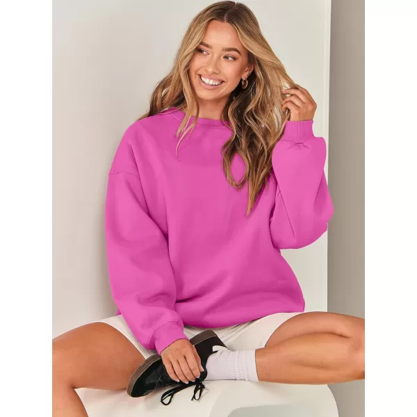 Caracilia Womens Oversized Sweatshirt Crewneck Loose fit Long Sleeve Fleece Pullover 2023 Fall Casual Clothes Hoodie Top