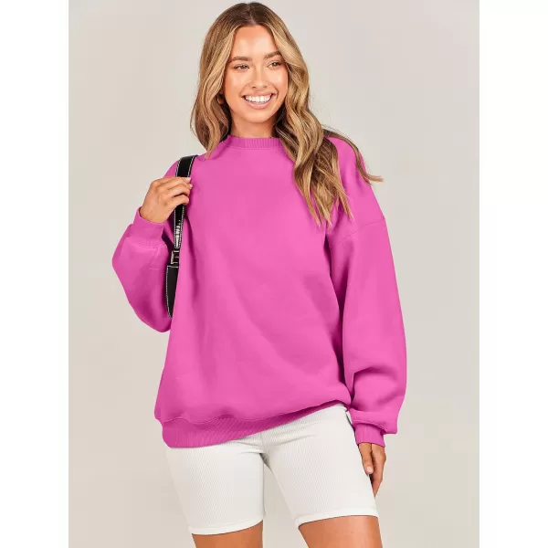 Caracilia Womens Oversized Sweatshirt Crewneck Loose fit Long Sleeve Fleece Pullover 2023 Fall Casual Clothes Hoodie Top