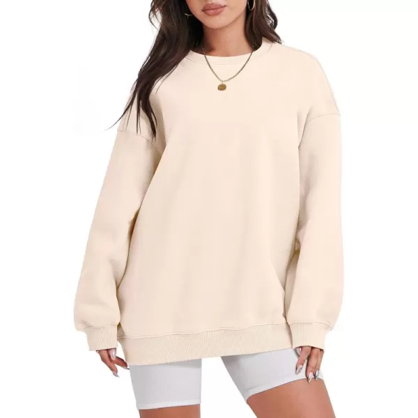Caracilia Womens Oversized Sweatshirt Crewneck Loose fit Long Sleeve Fleece Pullover 2023 Fall Casual Clothes Hoodie Top