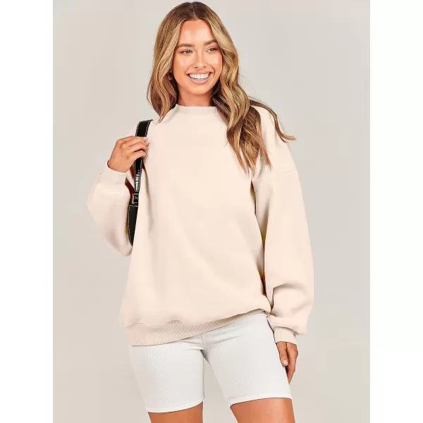 Caracilia Womens Oversized Sweatshirt Crewneck Loose fit Long Sleeve Fleece Pullover 2023 Fall Casual Clothes Hoodie Top
