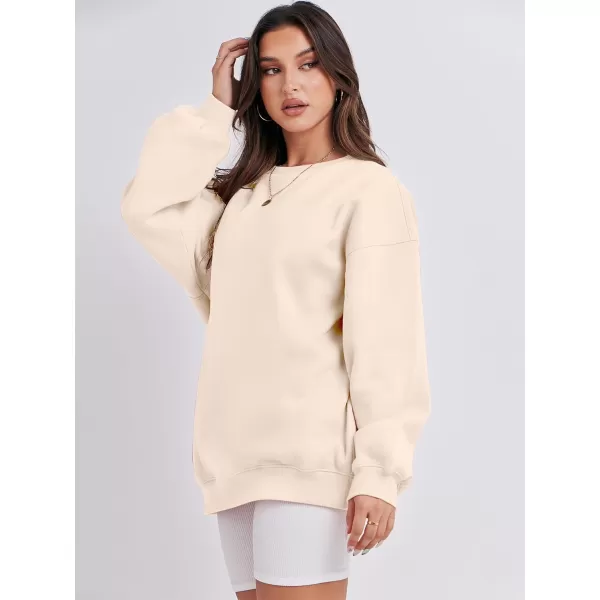 Caracilia Womens Oversized Sweatshirt Crewneck Loose fit Long Sleeve Fleece Pullover 2023 Fall Casual Clothes Hoodie Top