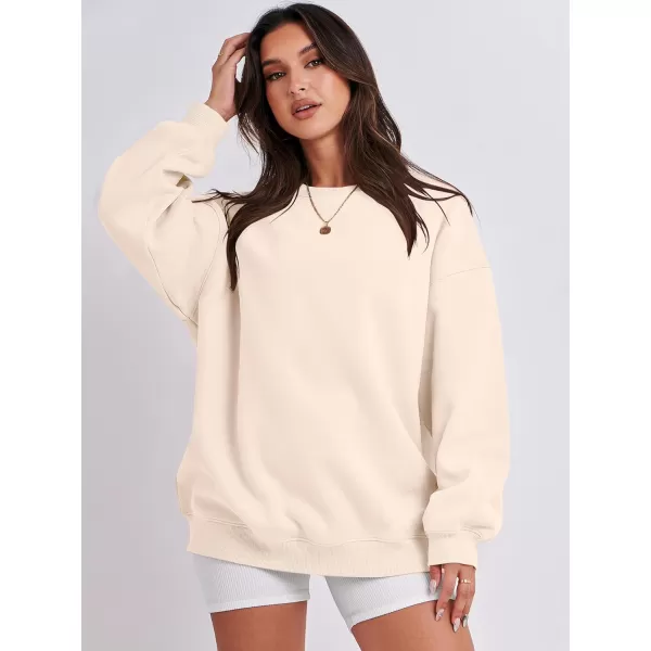 Caracilia Womens Oversized Sweatshirt Crewneck Loose fit Long Sleeve Fleece Pullover 2023 Fall Casual Clothes Hoodie Top