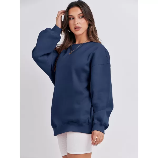 Caracilia Womens Oversized Sweatshirt Crewneck Loose fit Long Sleeve Fleece Pullover 2023 Fall Casual Clothes Hoodie Top