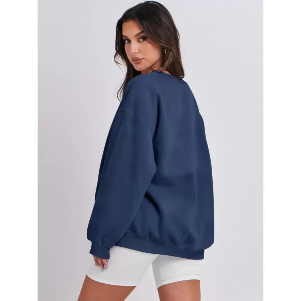 Caracilia Womens Oversized Sweatshirt Crewneck Loose fit Long Sleeve Fleece Pullover 2023 Fall Casual Clothes Hoodie Top