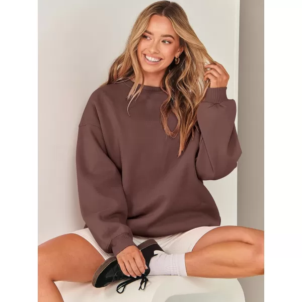 Caracilia Womens Oversized Sweatshirt Crewneck Loose fit Long Sleeve Fleece Pullover 2023 Fall Casual Clothes Hoodie Top