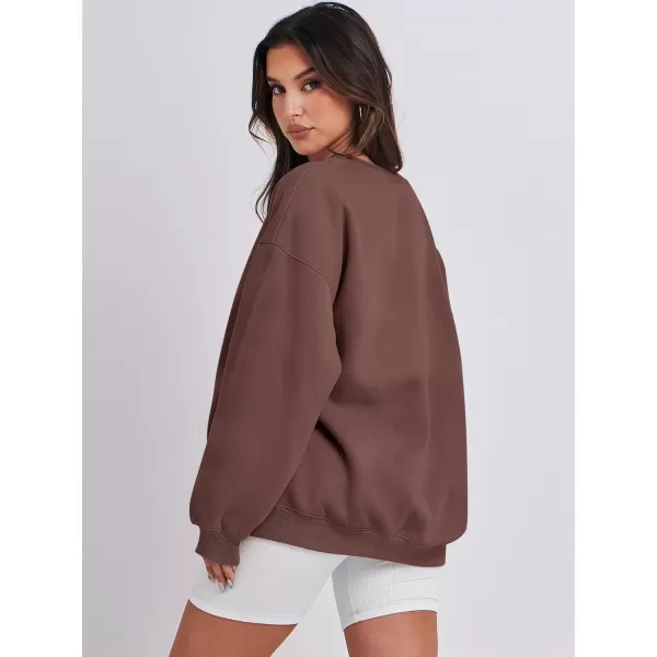 Caracilia Womens Oversized Sweatshirt Crewneck Loose fit Long Sleeve Fleece Pullover 2023 Fall Casual Clothes Hoodie Top