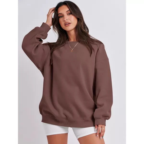 Caracilia Womens Oversized Sweatshirt Crewneck Loose fit Long Sleeve Fleece Pullover 2023 Fall Casual Clothes Hoodie Top