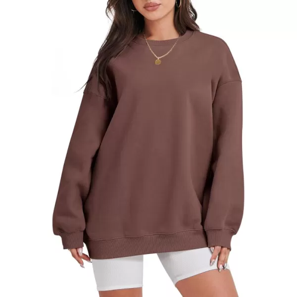 Caracilia Womens Oversized Sweatshirt Crewneck Loose fit Long Sleeve Fleece Pullover 2023 Fall Casual Clothes Hoodie Top