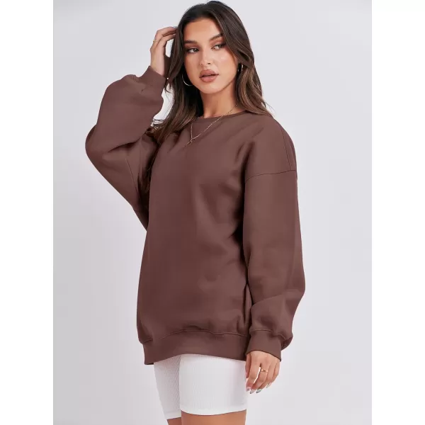 Caracilia Womens Oversized Sweatshirt Crewneck Loose fit Long Sleeve Fleece Pullover 2023 Fall Casual Clothes Hoodie Top
