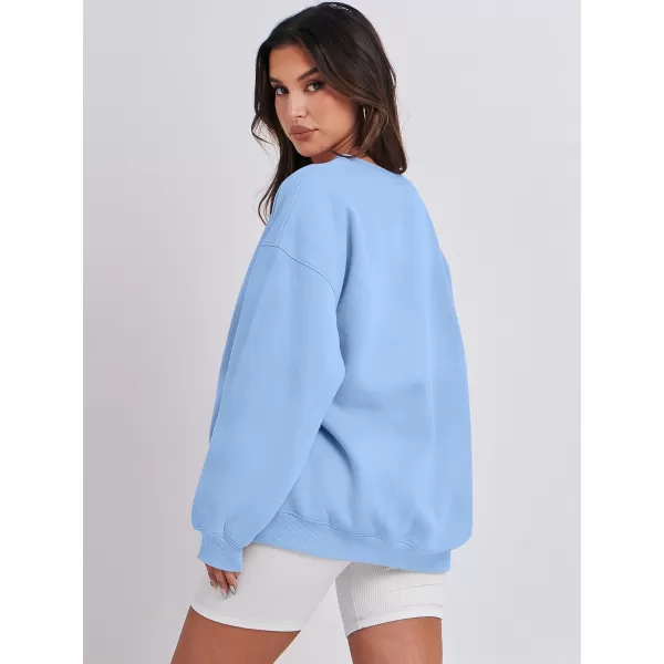Caracilia Womens Oversized Sweatshirt Crewneck Loose fit Long Sleeve Fleece Pullover 2023 Fall Casual Clothes Hoodie Top