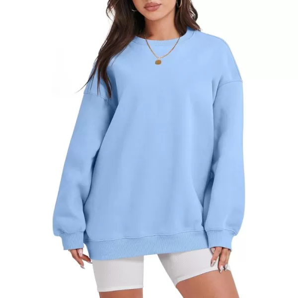 Caracilia Womens Oversized Sweatshirt Crewneck Loose fit Long Sleeve Fleece Pullover 2023 Fall Casual Clothes Hoodie Top