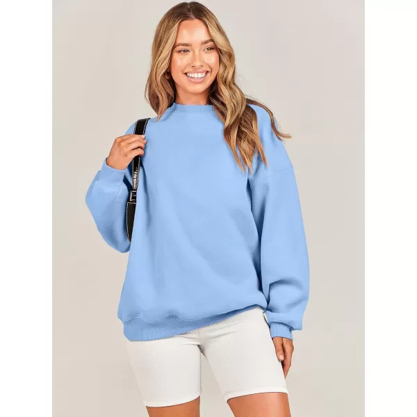 Caracilia Womens Oversized Sweatshirt Crewneck Loose fit Long Sleeve Fleece Pullover 2023 Fall Casual Clothes Hoodie Top