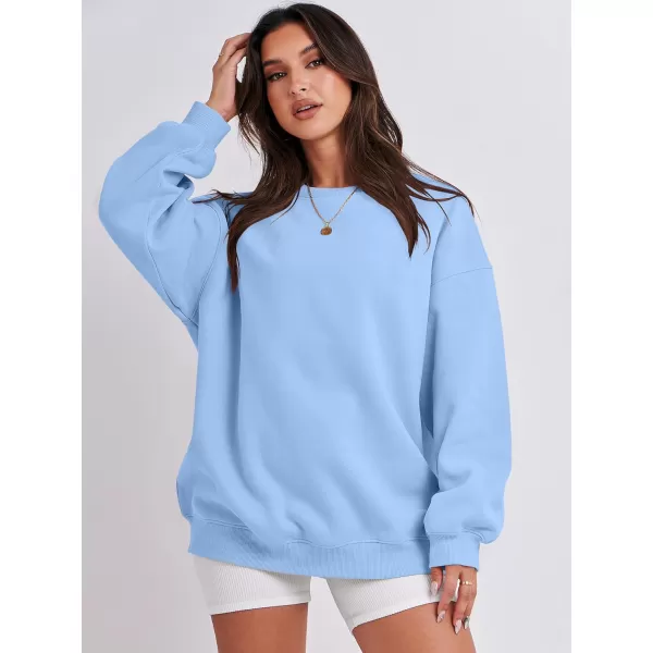 Caracilia Womens Oversized Sweatshirt Crewneck Loose fit Long Sleeve Fleece Pullover 2023 Fall Casual Clothes Hoodie Top
