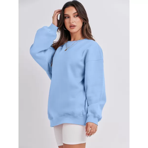 Caracilia Womens Oversized Sweatshirt Crewneck Loose fit Long Sleeve Fleece Pullover 2023 Fall Casual Clothes Hoodie Top
