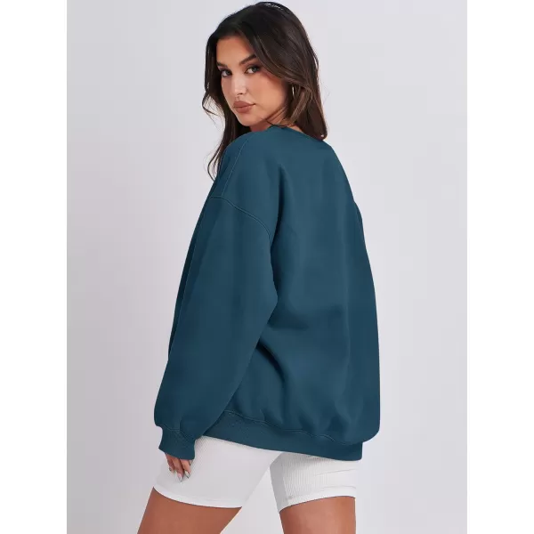 Caracilia Womens Oversized Sweatshirt Crewneck Loose fit Long Sleeve Fleece Pullover 2023 Fall Casual Clothes Hoodie Top