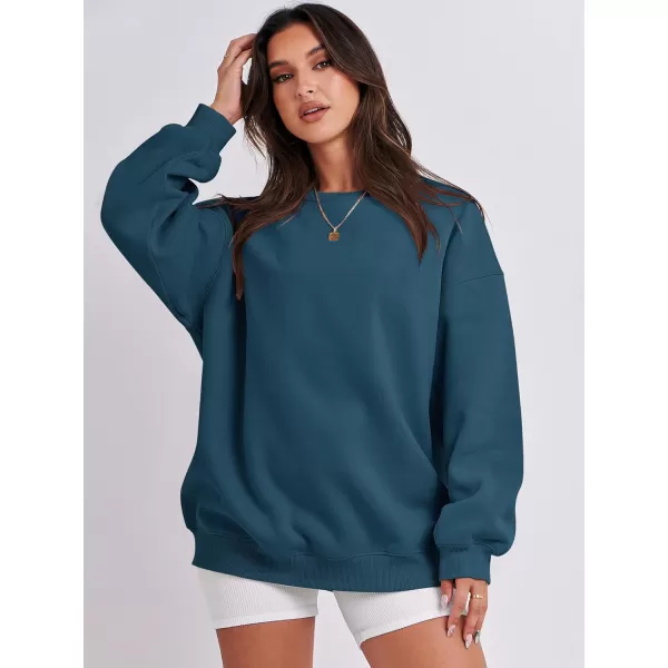 Caracilia Womens Oversized Sweatshirt Crewneck Loose fit Long Sleeve Fleece Pullover 2023 Fall Casual Clothes Hoodie Top